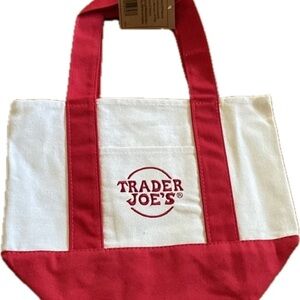 Trader Joe's Mini Red and White Canvas Tote